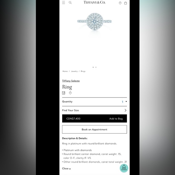Tiffany engagement ring size 4 - Picture 6 of 9